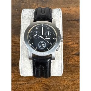 Ventura V-Tronic Chronograph Hannes Wettstein Swiss Watch Black Leather 808-5315